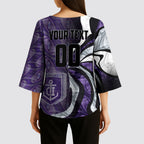 Personalised Fremantle Dockers Kimono Sleeve Blouse Trippy Psychedelic Abstract Art Mascot Football Fans