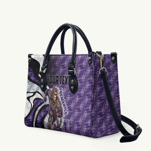 Personalised Fremantle Dockers Leather Bag Trippy Psychedelic Abstract Art Mascot Football Fans