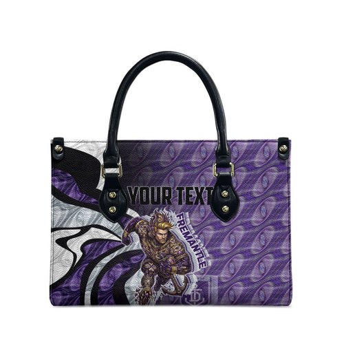 Personalised Fremantle Dockers Leather Bag Trippy Psychedelic Abstract Art Mascot Football Fans