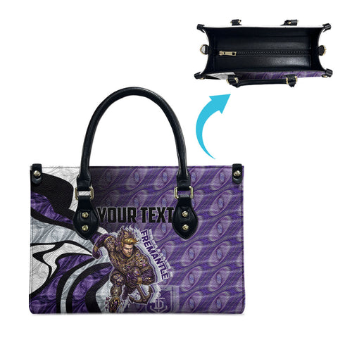 Personalised Fremantle Dockers Leather Bag Trippy Psychedelic Abstract Art Mascot Football Fans