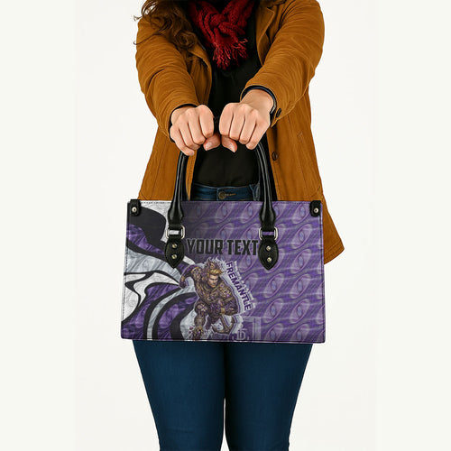 Personalised Fremantle Dockers Leather Bag Trippy Psychedelic Abstract Art Mascot Football Fans