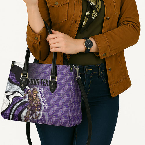 Personalised Fremantle Dockers Leather Bag Trippy Psychedelic Abstract Art Mascot Football Fans