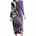 Personalised Fremantle Dockers Long Sleeve Bodycon Dress Trippy Psychedelic Abstract Art Mascot Football Fans
