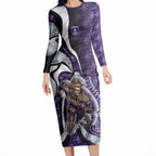 Personalised Fremantle Dockers Long Sleeve Bodycon Dress Trippy Psychedelic Abstract Art Mascot Football Fans