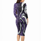 Personalised Fremantle Dockers Long Sleeve Bodycon Dress Trippy Psychedelic Abstract Art Mascot Football Fans