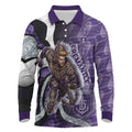 Personalised Fremantle Dockers Long Sleeve Polo Shirt Trippy Psychedelic Abstract Art Mascot Football Fans