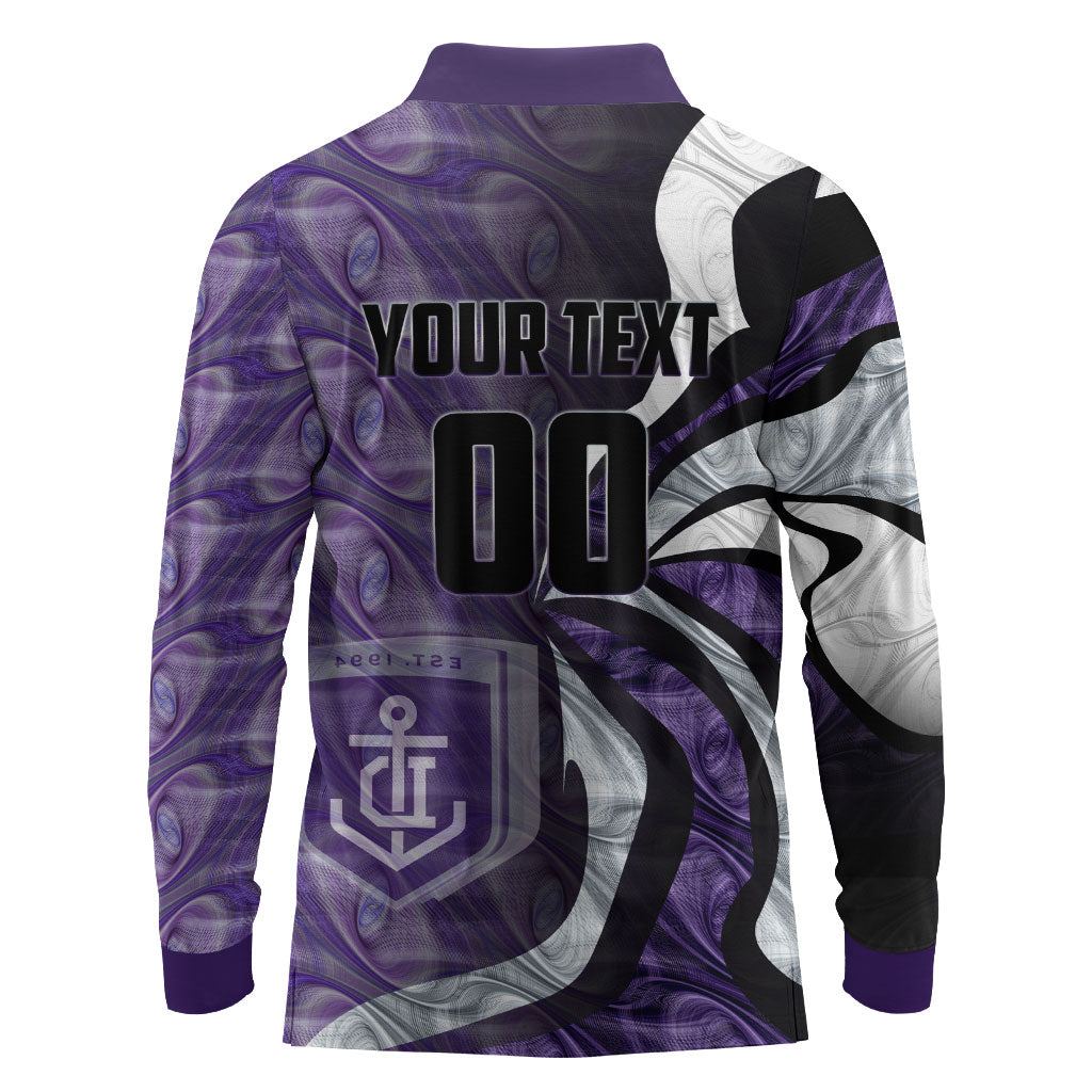 Personalised Fremantle Dockers Long Sleeve Polo Shirt Trippy Psychedelic Abstract Art Mascot Football Fans