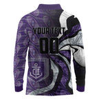 Personalised Fremantle Dockers Long Sleeve Polo Shirt Trippy Psychedelic Abstract Art Mascot Football Fans
