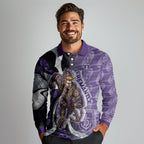 Personalised Fremantle Dockers Long Sleeve Polo Shirt Trippy Psychedelic Abstract Art Mascot Football Fans