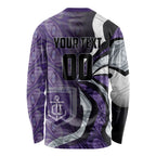 Personalised Fremantle Dockers Long Sleeve Shirt Trippy Psychedelic Abstract Art Mascot Football Fans