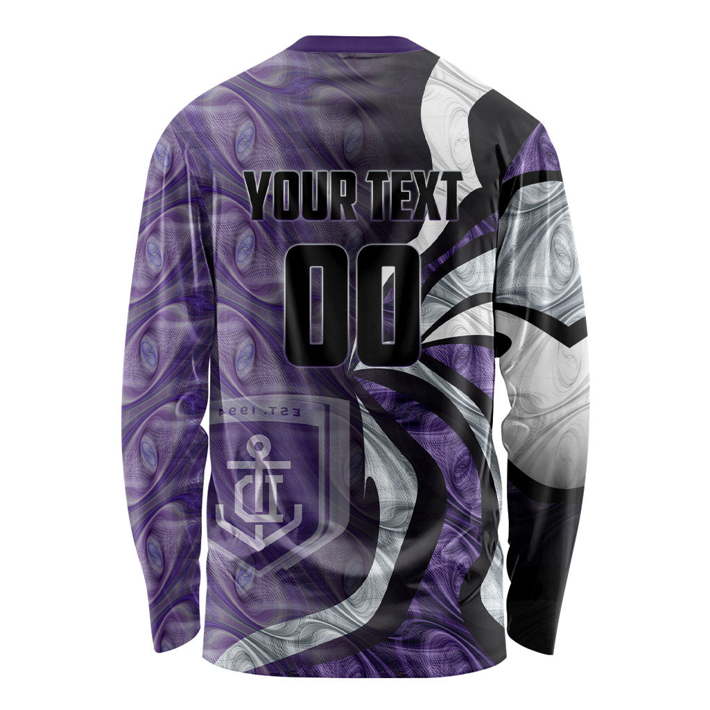 Personalised Fremantle Dockers Long Sleeve Shirt Trippy Psychedelic Abstract Art Mascot Football Fans