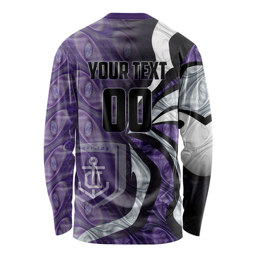 Personalised Fremantle Dockers Long Sleeve Shirt Trippy Psychedelic Abstract Art Mascot Football Fans