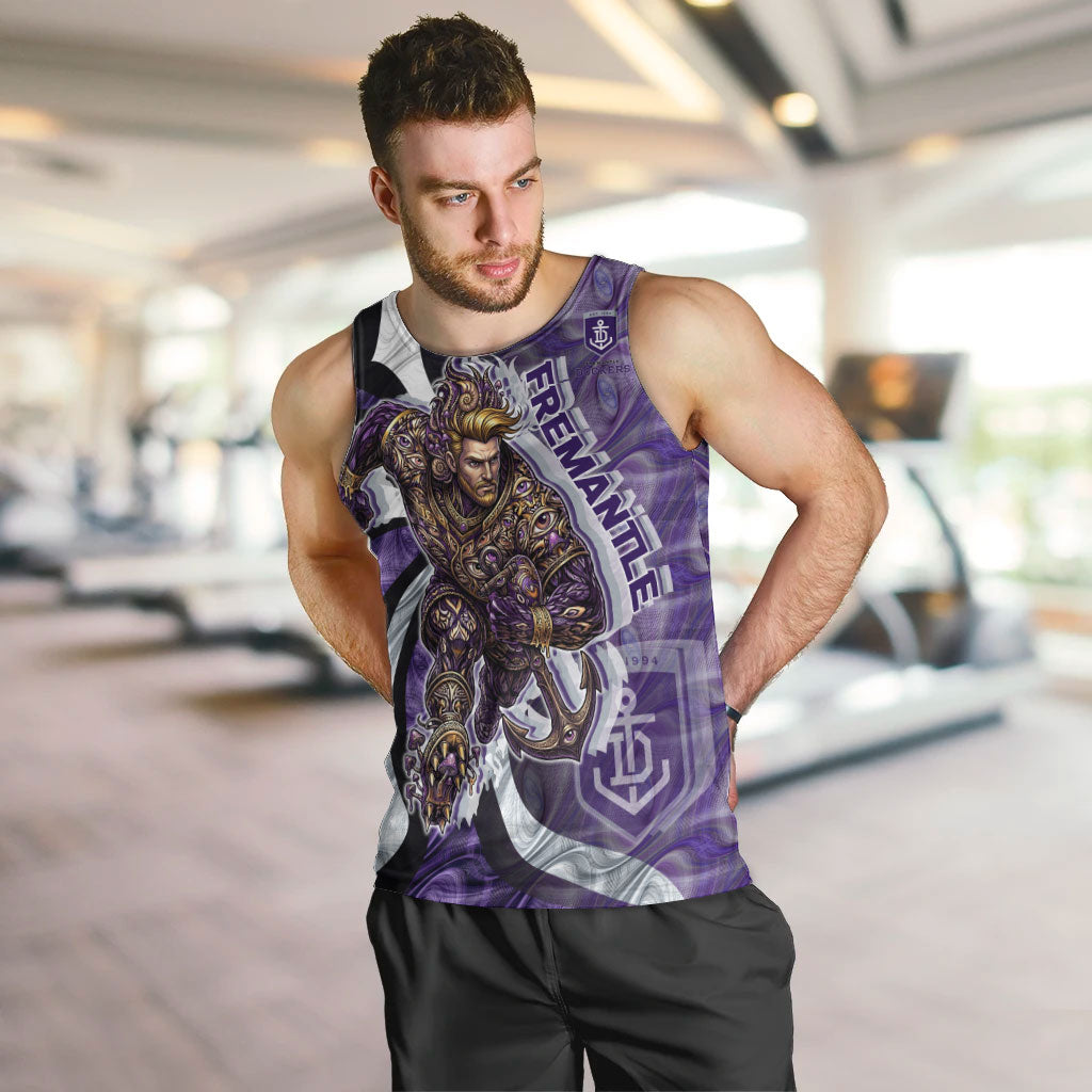Personalised Fremantle Dockers Men Tank Top Trippy Psychedelic Abstract Art Mascot Football Fans