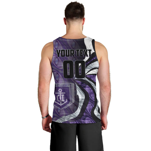 Personalised Fremantle Dockers Men Tank Top Trippy Psychedelic Abstract Art Mascot Football Fans
