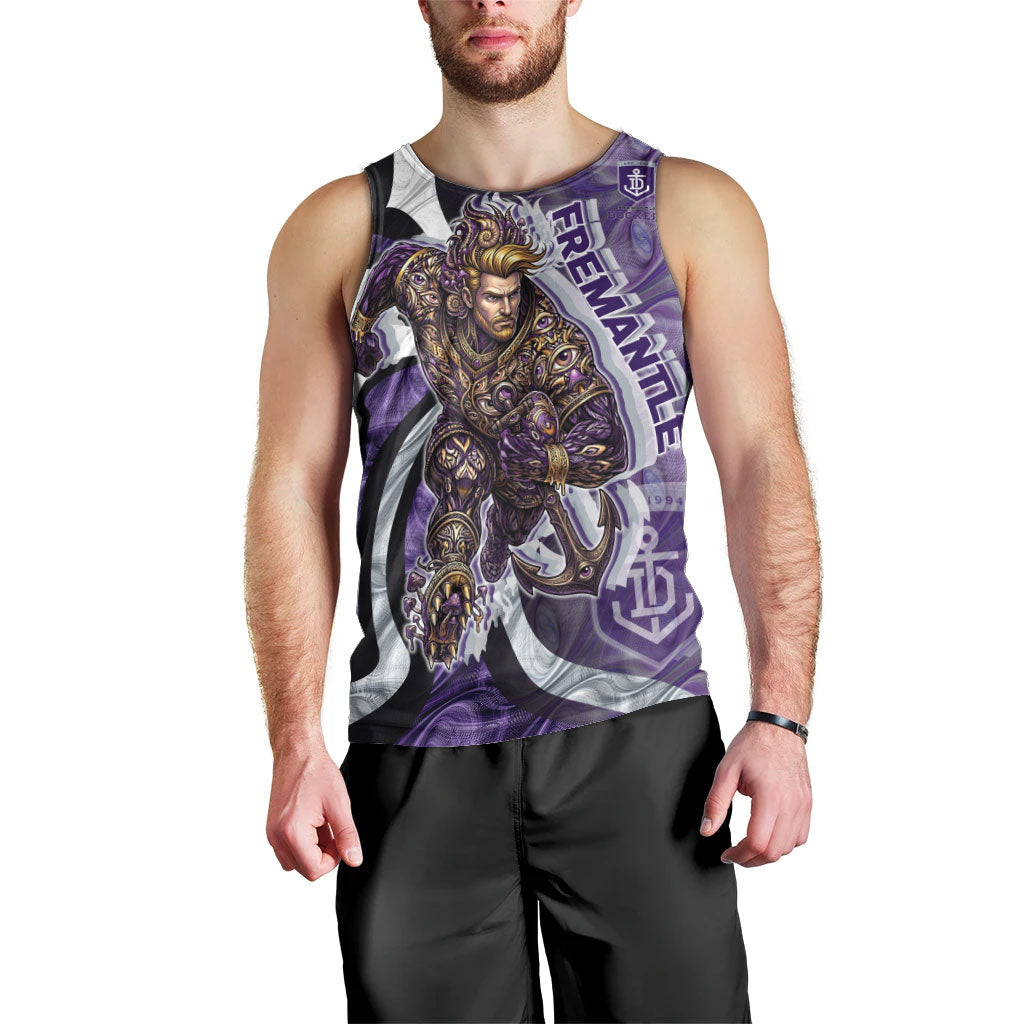 Personalised Fremantle Dockers Men Tank Top Trippy Psychedelic Abstract Art Mascot Football Fans