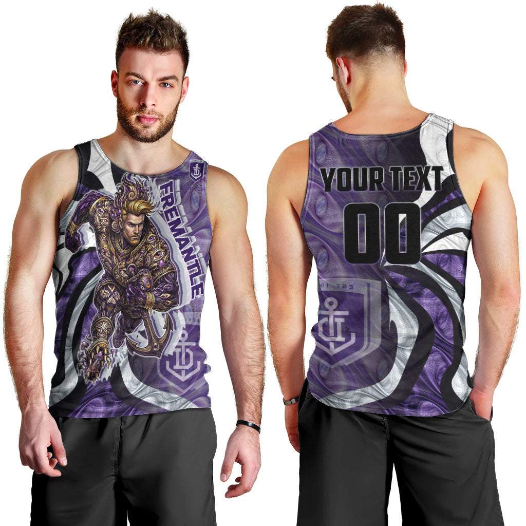 Personalised Fremantle Dockers Men Tank Top Trippy Psychedelic Abstract Art Mascot Football Fans