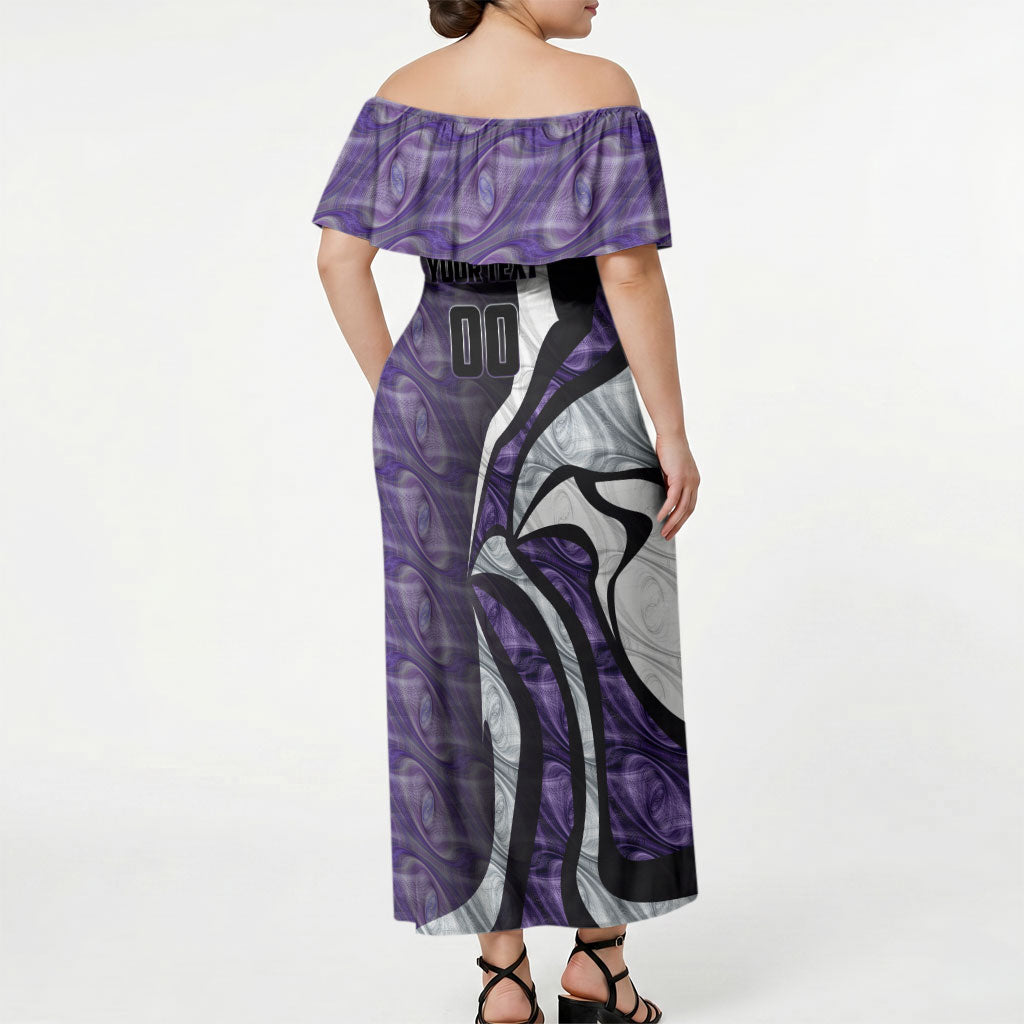 Personalised Fremantle Dockers Off Shoulder Maxi Dress Trippy Psychedelic Abstract Art Mascot Football Fans