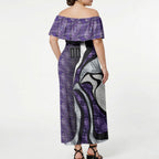 Personalised Fremantle Dockers Off Shoulder Maxi Dress Trippy Psychedelic Abstract Art Mascot Football Fans
