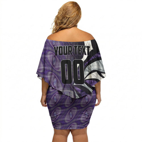 Personalised Fremantle Dockers Off Shoulder Short Dress Trippy Psychedelic Abstract Art Mascot Football Fans