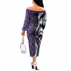 Personalised Fremantle Dockers Off The Shoulder Long Sleeve Dress Trippy Psychedelic Abstract Art Mascot Football Fans