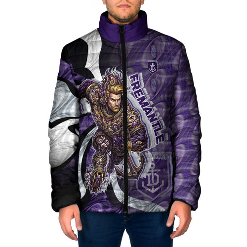 Personalised Fremantle Dockers Padded Jacket Trippy Psychedelic Abstract Art Mascot Football Fans
