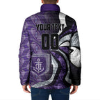 Personalised Fremantle Dockers Padded Jacket Trippy Psychedelic Abstract Art Mascot Football Fans