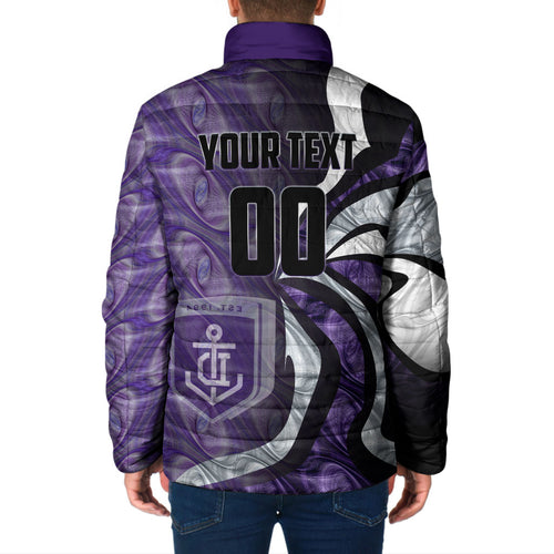 Personalised Fremantle Dockers Padded Jacket Trippy Psychedelic Abstract Art Mascot Football Fans