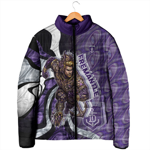 Personalised Fremantle Dockers Padded Jacket Trippy Psychedelic Abstract Art Mascot Football Fans