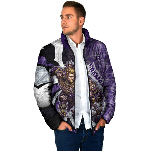Personalised Fremantle Dockers Padded Jacket Trippy Psychedelic Abstract Art Mascot Football Fans