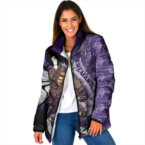 Personalised Fremantle Dockers Padded Jacket Trippy Psychedelic Abstract Art Mascot Football Fans