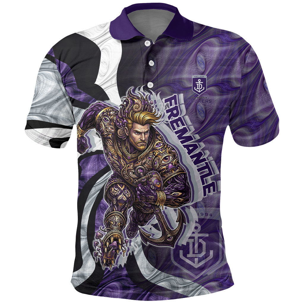 Personalised Fremantle Dockers Polo Shirt Trippy Psychedelic Abstract Art Mascot Football Fans