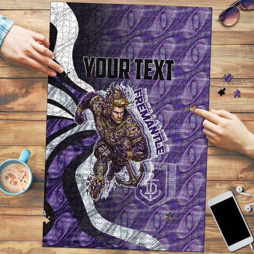 Personalised Fremantle Dockers Puzzle Trippy Psychedelic Abstract Art Mascot Football Fans