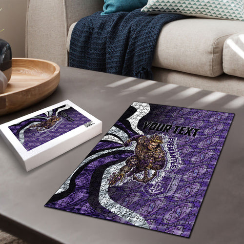 Personalised Fremantle Dockers Puzzle Trippy Psychedelic Abstract Art Mascot Football Fans