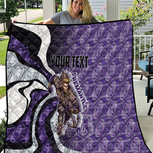 Personalised Fremantle Dockers Quilt Trippy Psychedelic Abstract Art Mascot Football Fans