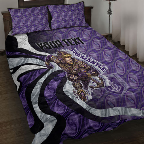 Personalised Fremantle Dockers Quilt Bed Set Trippy Psychedelic Abstract Art Mascot Football Fans