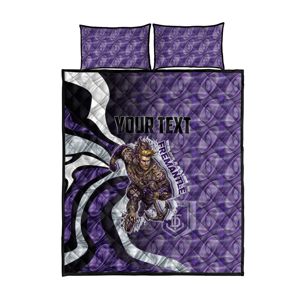 Personalised Fremantle Dockers Quilt Bed Set Trippy Psychedelic Abstract Art Mascot Football Fans