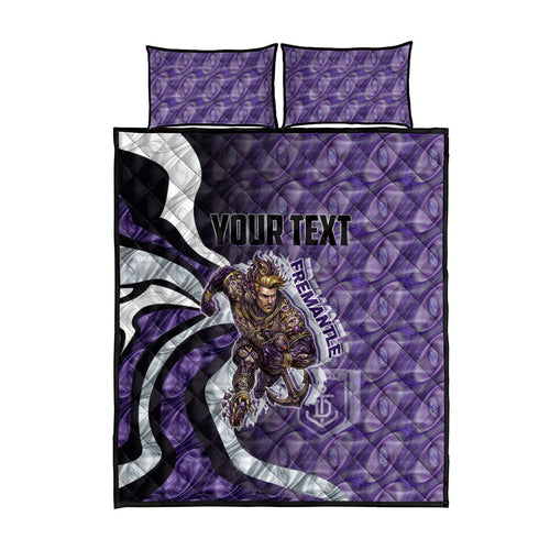 Personalised Fremantle Dockers Quilt Bed Set Trippy Psychedelic Abstract Art Mascot Football Fans