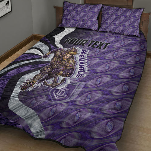 Personalised Fremantle Dockers Quilt Bed Set Trippy Psychedelic Abstract Art Mascot Football Fans
