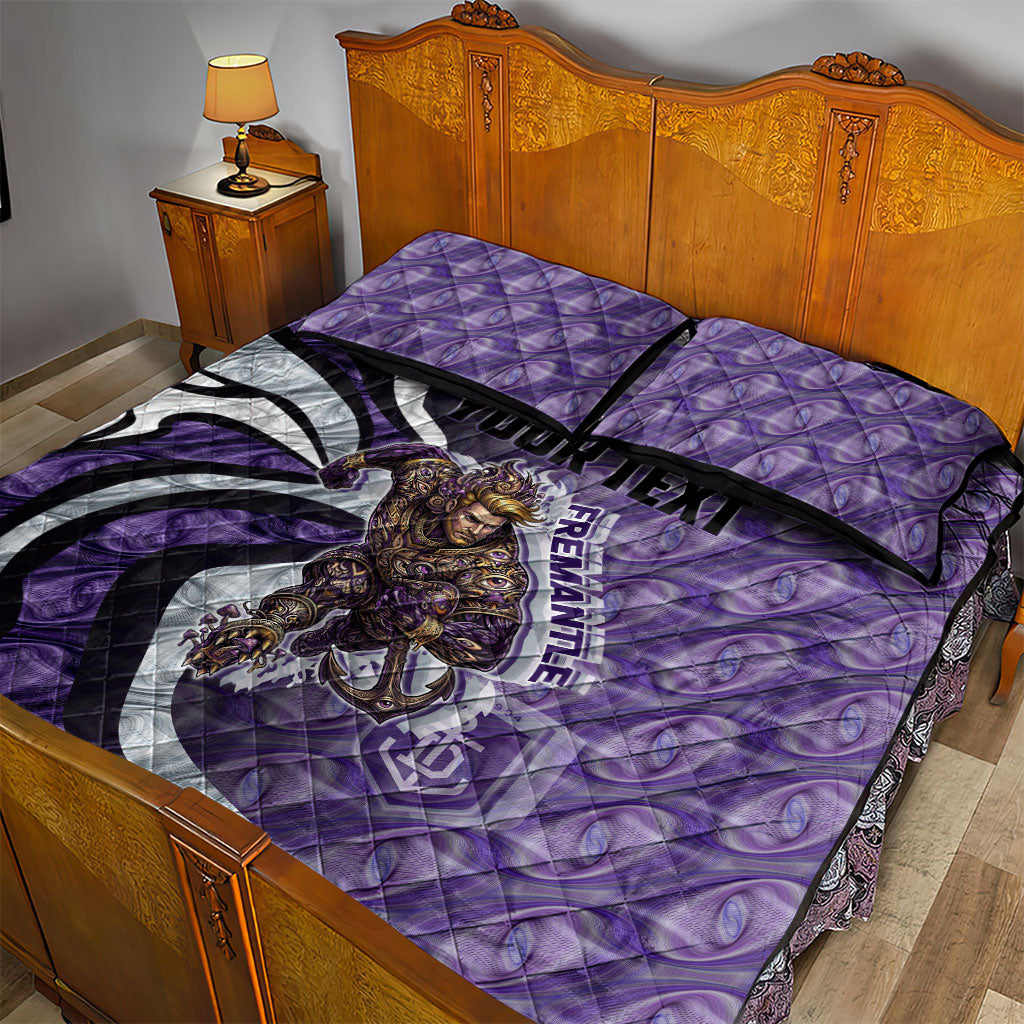 Personalised Fremantle Dockers Quilt Bed Set Trippy Psychedelic Abstract Art Mascot Football Fans