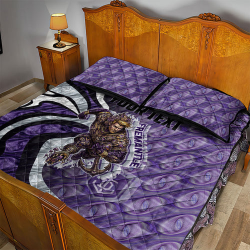 Personalised Fremantle Dockers Quilt Bed Set Trippy Psychedelic Abstract Art Mascot Football Fans