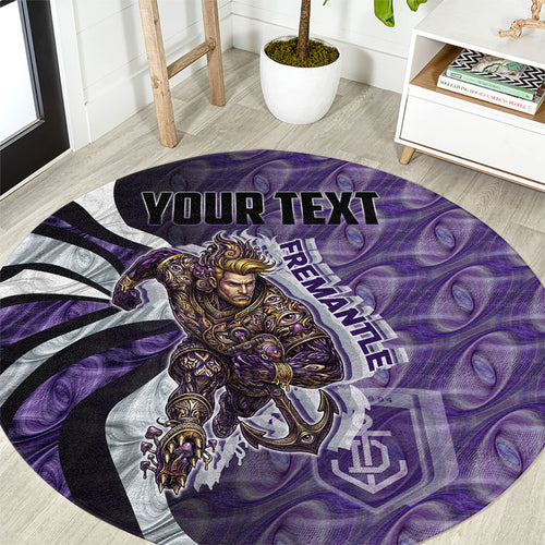 Personalised Fremantle Dockers Round Carpet Trippy Psychedelic Abstract Art Mascot Football Fans