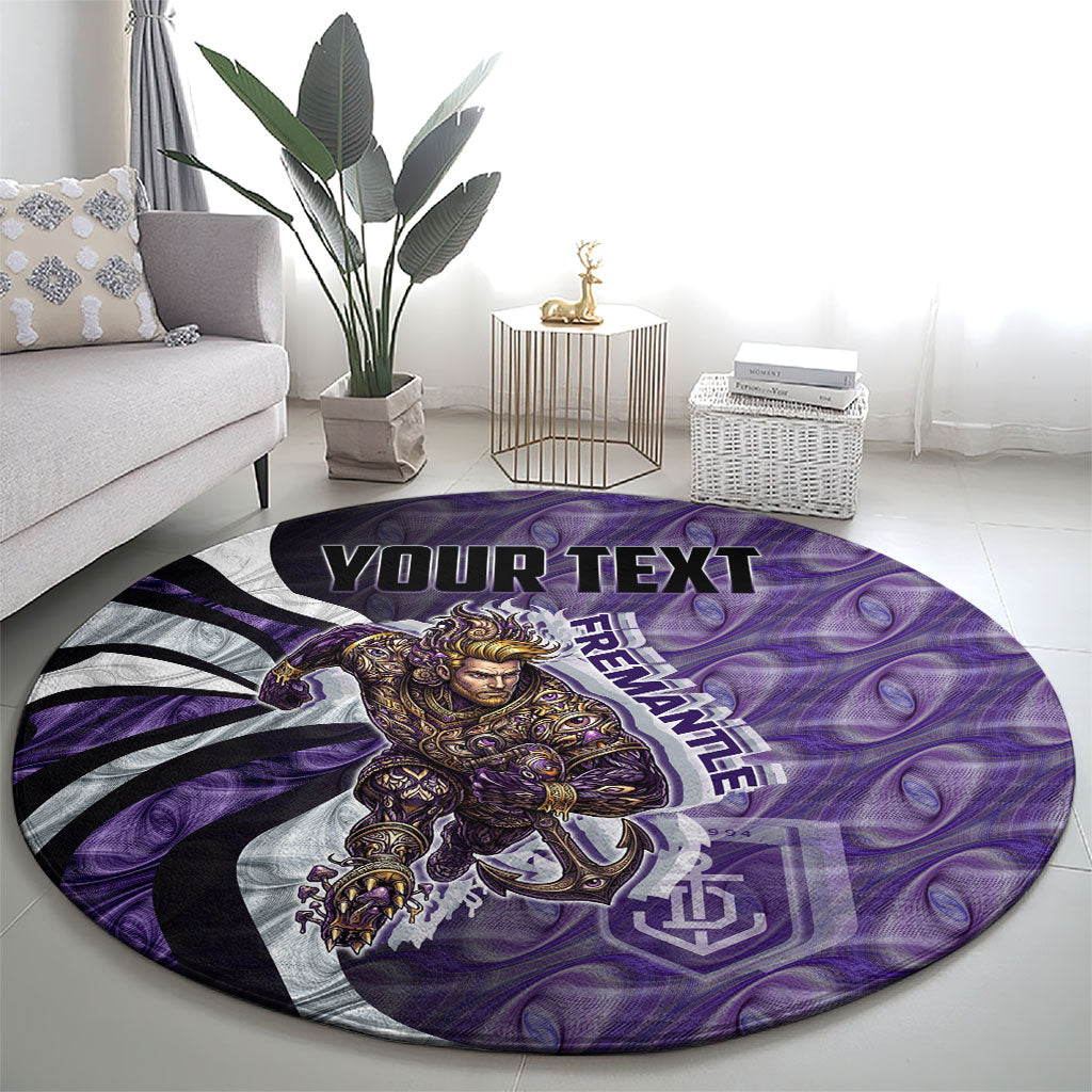 Personalised Fremantle Dockers Round Carpet Trippy Psychedelic Abstract Art Mascot Football Fans