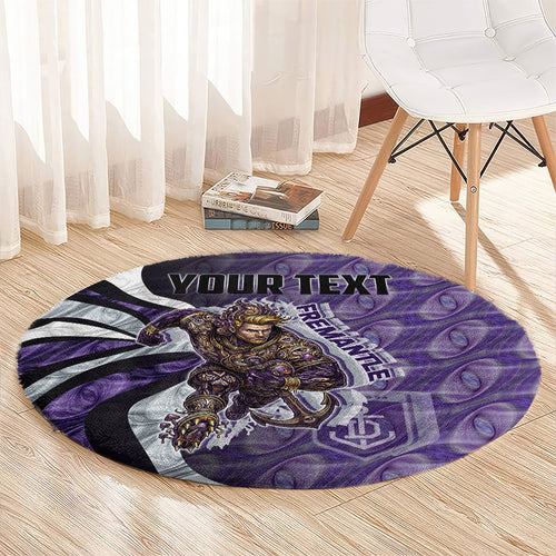 Personalised Fremantle Dockers Round Carpet Trippy Psychedelic Abstract Art Mascot Football Fans