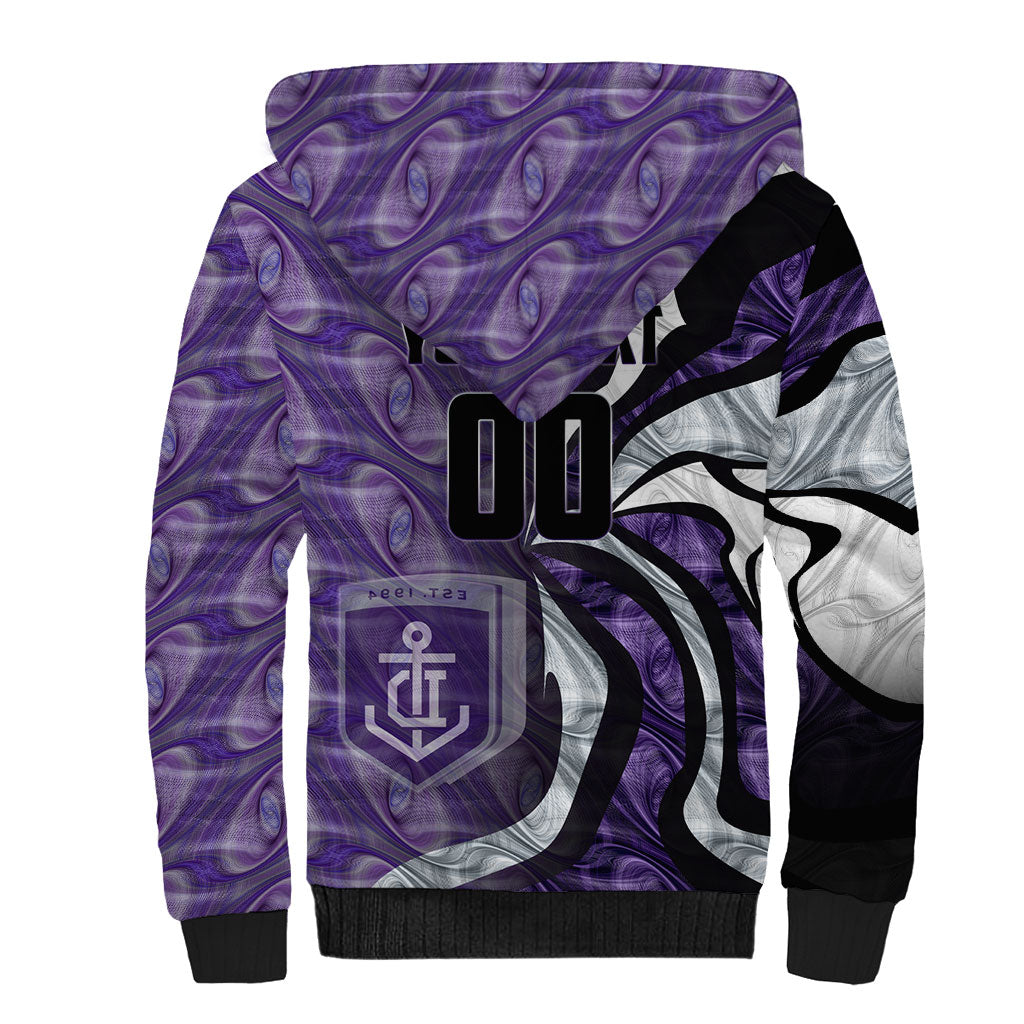 Personalised Fremantle Dockers Sherpa Hoodie Trippy Psychedelic Abstract Art Mascot Football Fans