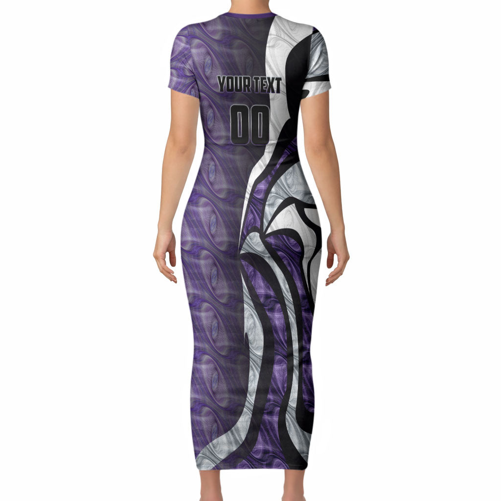 Personalised Fremantle Dockers Short Sleeve Bodycon Dress Trippy Psychedelic Abstract Art Mascot Football Fans