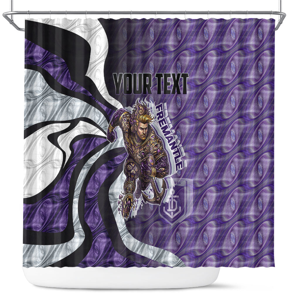 Personalised Fremantle Dockers Shower Curtain Trippy Psychedelic Abstract Art Mascot Football Fans