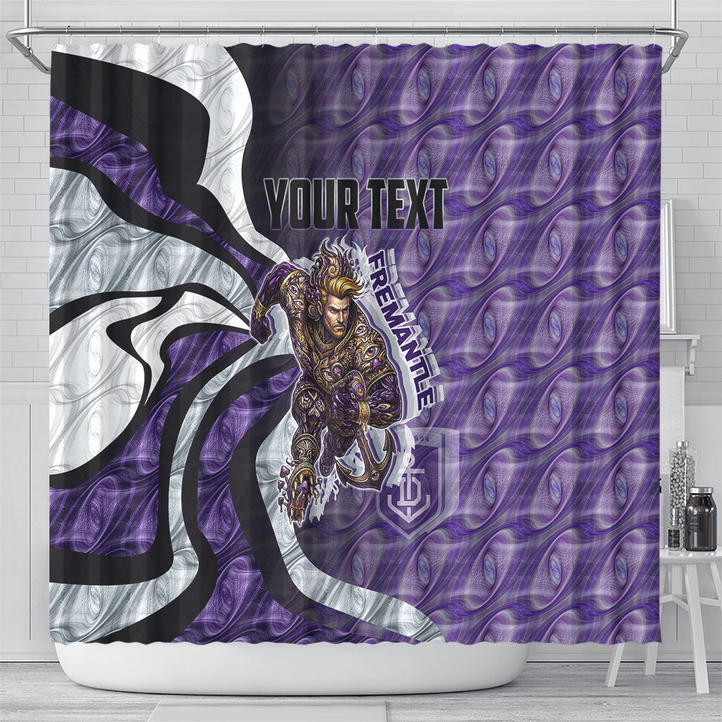 Personalised Fremantle Dockers Shower Curtain Trippy Psychedelic Abstract Art Mascot Football Fans