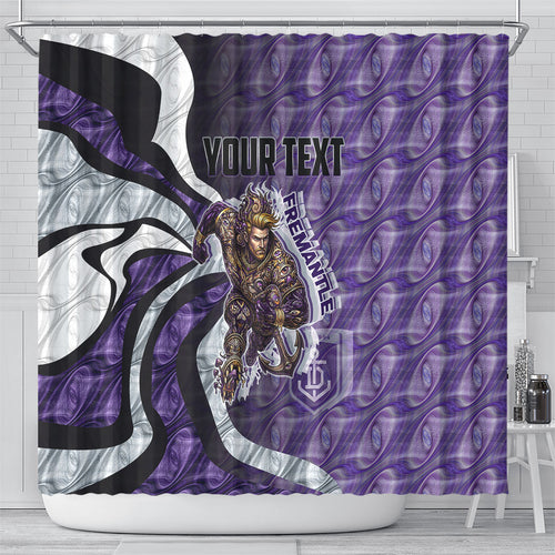 Personalised Fremantle Dockers Shower Curtain Trippy Psychedelic Abstract Art Mascot Football Fans