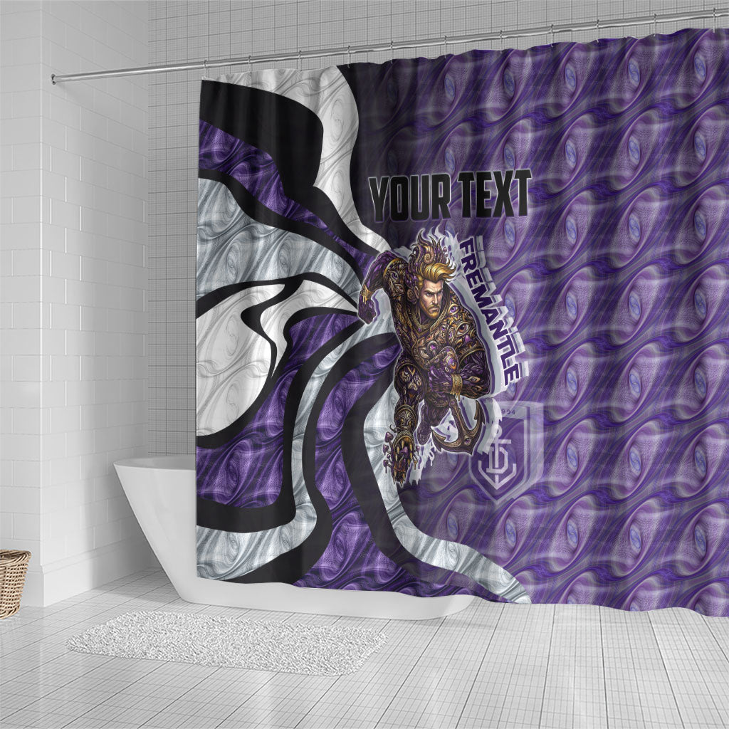 Personalised Fremantle Dockers Shower Curtain Trippy Psychedelic Abstract Art Mascot Football Fans