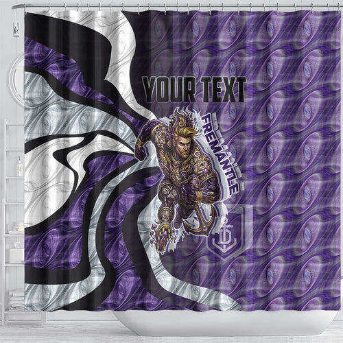 Personalised Fremantle Dockers Shower Curtain Trippy Psychedelic Abstract Art Mascot Football Fans